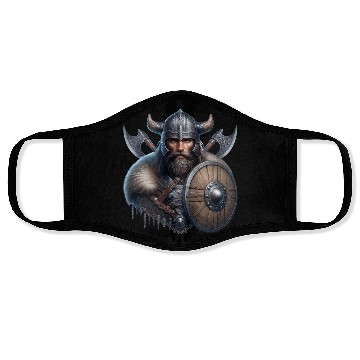 Discover Fierce Viking Warrior with Shield and Axes Face Masks