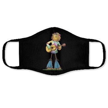 Discover Hippie Scarecrow Playing Guitar Face Masks