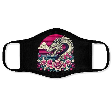 Discover Tokyo Asian Dragon Vintage Style 80s Retro Japanes Face Masks