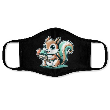 Discover Cute cartoon squirrel with ice cream Face Masks