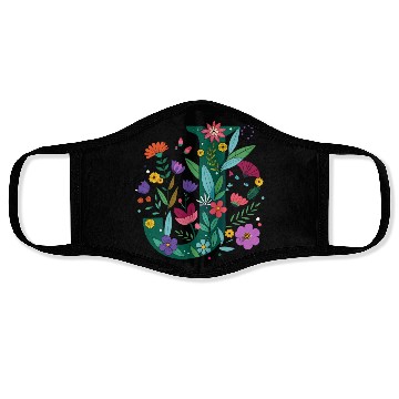 Discover Individual Alphabet Wildflower Green Letter J Face Masks