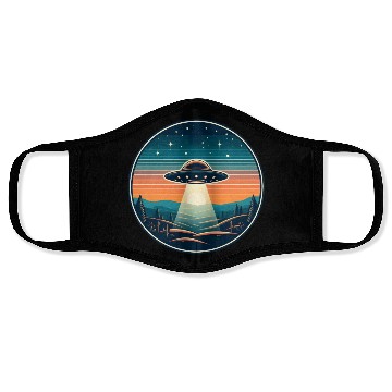 Discover Retro Vintage UFO at Sunset Face Masks