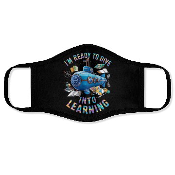 Discover Ready To Dive Into Learning Back School Submarine Face Masks