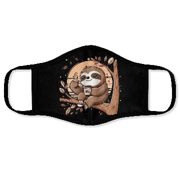 Discover Sloth Drinking Coffee Face Masks