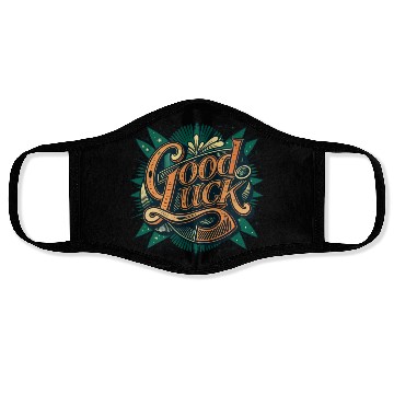 Discover Orange and Green Good luck Graphic Face Masks