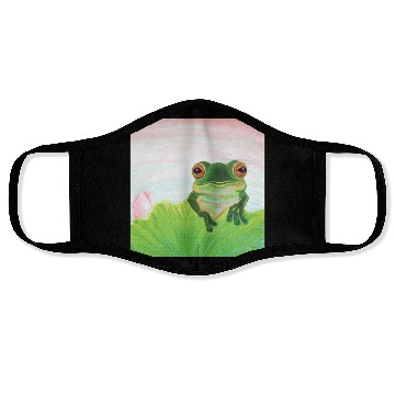 Discover Green Frog Relaxing in the Pond Face Masks