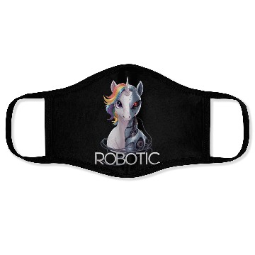 Discover Funny Unicorn Robot Robotic Cuddling Cyborg Face Masks