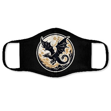 Discover Mystical Dragon Silhouette Against Full Moon Face Masks