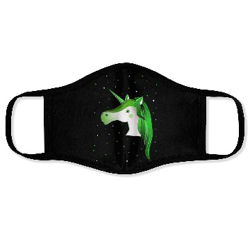 Discover green unicorn with stars Face Masks