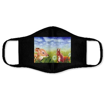 Discover Little Fawn & Squirrel Illustration Face Masks