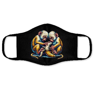 Discover Monkey with banana, monkey with a banana Face Masks