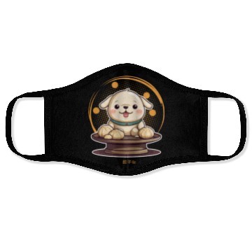 Discover Dog serving dumpling Face Masks