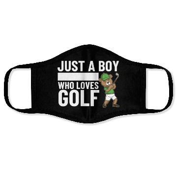 Discover Golfing Bear Just A Boy Who Loves Golf Face Masks
