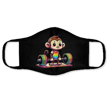 Discover Cool Monkey Deadlifting In The Gym Face Masks