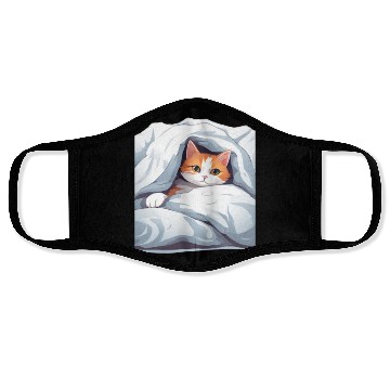 Discover cat between the sheets Face Masks