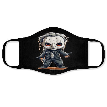 Discover Chibi Horror Icon - Cute yet Deadly Masked Charact Face Masks