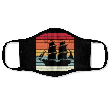 Discover Vintage Retro Sun Set Pirate Ship Face Masks