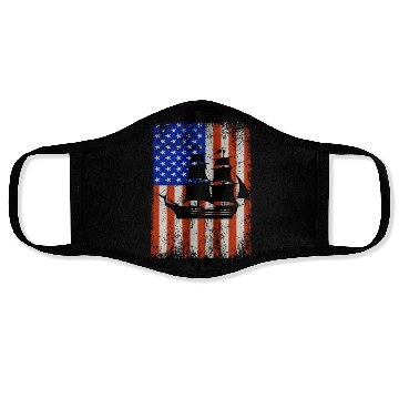 Discover Stars, Stripes & Pirate Ship American Flag Face Masks