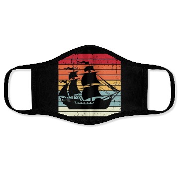 Discover Pirate ship sunset Face Masks