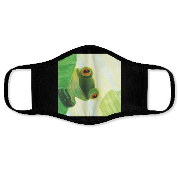 Discover Cute Green Frog Peeping out From Behind Lily Pad Face Masks