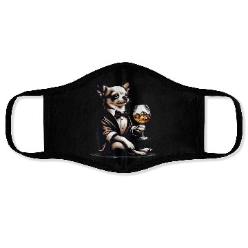 Discover Chihuahua Dog Drinking Whiskey Puppy Face Masks
