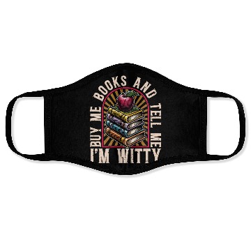 Discover Literature Teacher Buy Me Books & Tell Me Bookworm Face Masks