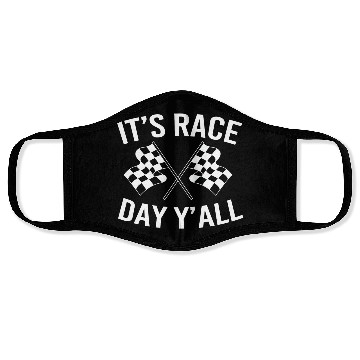 Discover Drag Racing Racetrack Checkered Flag Race Day Face Masks