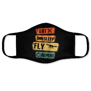 Discover Quadcopter Eat Sleep Fly Repeat Funny Drone Pilot Face Masks