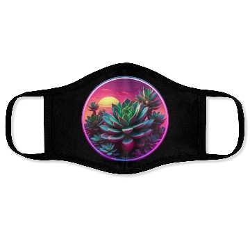 Discover Synthwave Succulent Art Face Masks