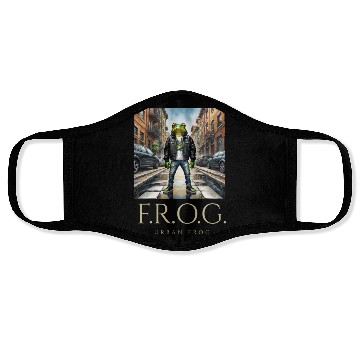 Discover Urban Frog in black leather jacket Face Masks