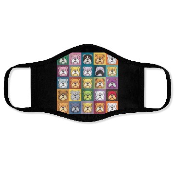 Discover Bulldog Patchwork: Vivid Canine Quilt Face Masks