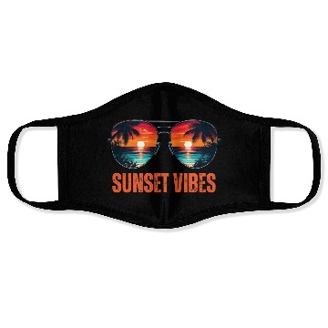 Discover Sunset Vibes Tropical Sunglasses Design Face Masks