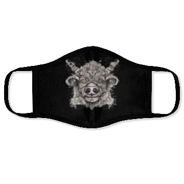 Discover buffalo head and flower design Face Masks