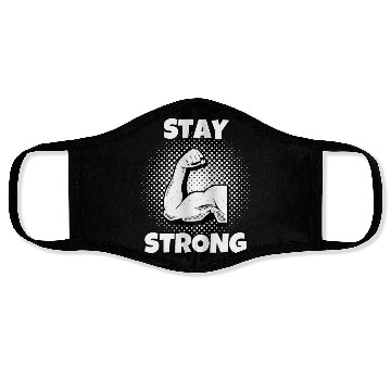 Discover Stay Strong Motivational Muscle Design Face Masks