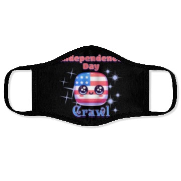 Discover Independence Day Crawl kawaii icon Design Face Masks