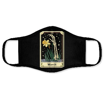 Discover March Gothic Tarot Card - Daffodil Flower & Skelet Face Masks