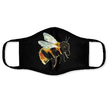 Discover Cute Bumble Bee Flying Illustration Face Masks
