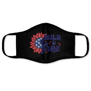 Discover Wild Free Sunflower Amerian Flag Embrodery Effect Face Masks