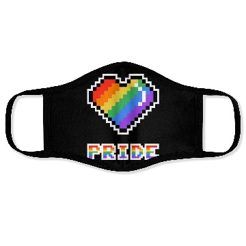 Discover Pixel heart Pride rainbow colored Face Masks