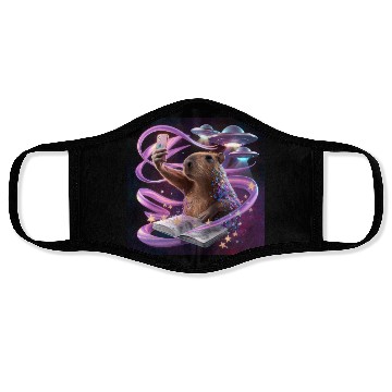 Discover Funny Graphic Face Masks Capybara Selfie with UFOs Weird