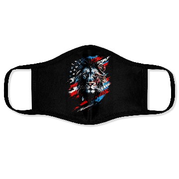 Discover Lion American Flag Face Masks