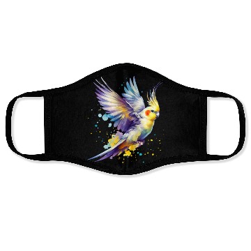 Discover Cockatiel in Flight Face Masks