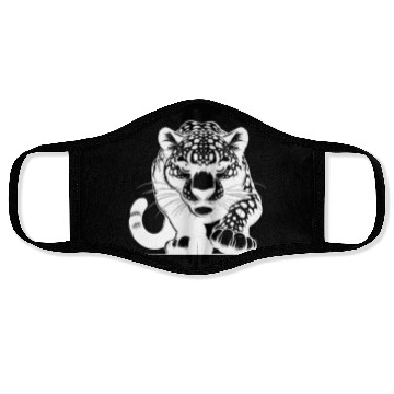 Discover Elegant Wild Leopard On The Hunt Face Masks
