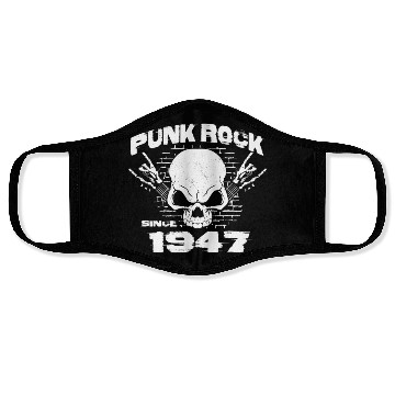 Discover Punk Rock Since 1947 - Skull Rock Hands 77th Face Masks