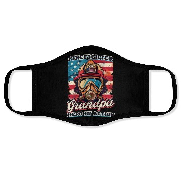 Discover Firefighter Grandpa Hero In Action Face Masks