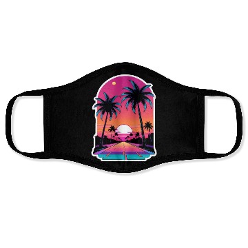 Discover Miami Road into the Sunset 80s Synthwave Retro Face Masks