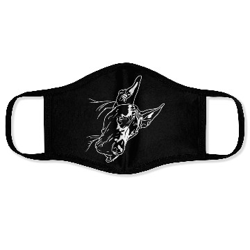 Discover Great Dane Line Art Cute and Funny Great Dane Face Face Masks