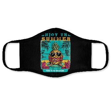 Discover Enjoy Summer Time To Go Vacation Funny Pineapple Face Masks