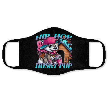 Discover Cartoon Hip-hop Husky Pup Face Masks