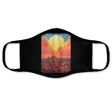 Discover Sunset in Dublin Ireland Face Masks